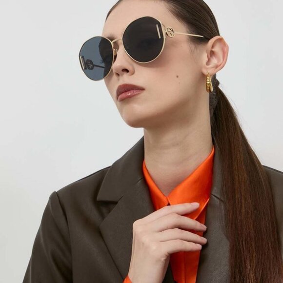 Gucci GG1206SA 002 Sunglasses Gold Round Frame, Grey Lenses - Picture 3 of 11